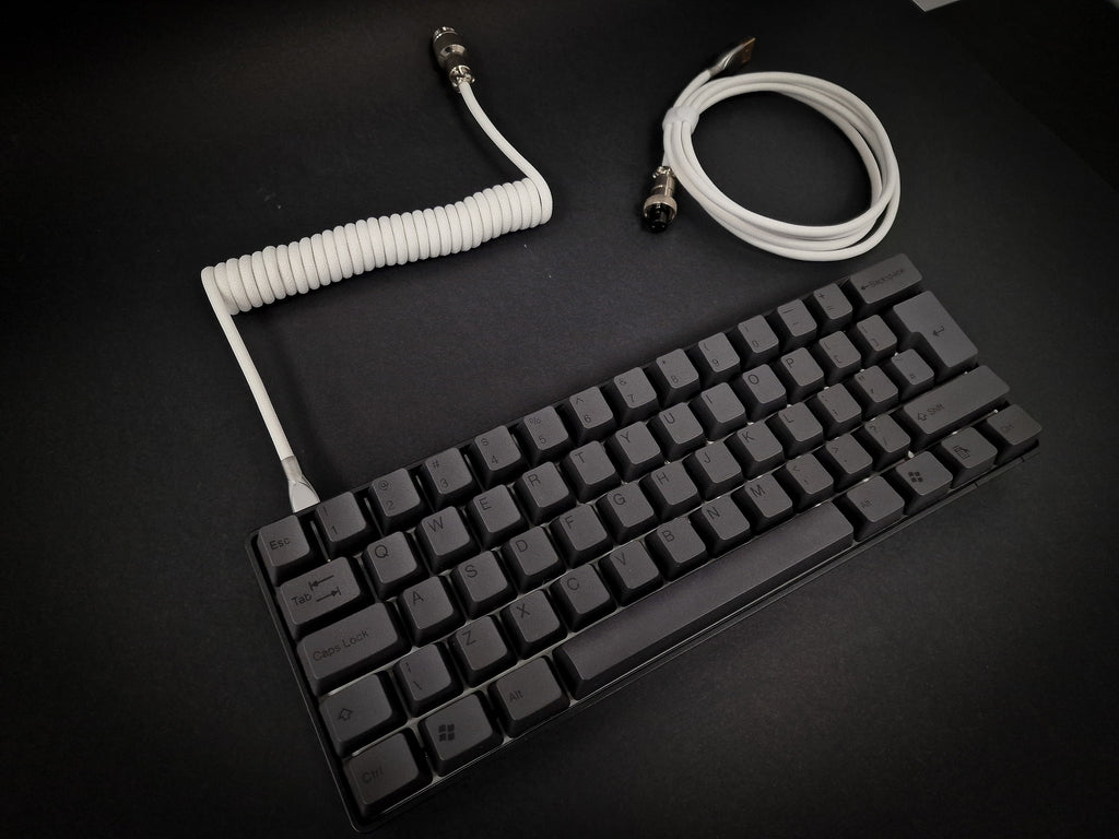 Oxford White Coiled Aviator Cable - USB-C Mechanical Keyboard Wire