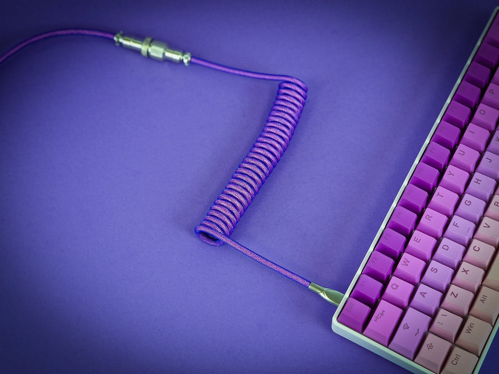 Electric Purple Coiled Aviator Cable, USB-C to USB-A, GX16 Detachable 5-Pin