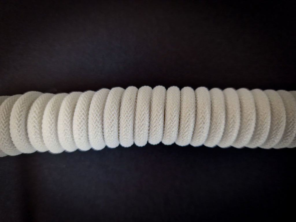 Oxford White Coiled Aviator Cable - USB-C Mechanical Keyboard Wire