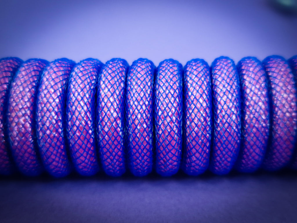 Electric Purple Coiled Aviator Cable, USB-C to USB-A, GX16 Detachable 5-Pin